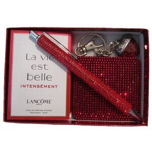 Purse Gift Set Crystal Mirror, Pen, Keychain & La Vie Est Belle by Lancome NEW